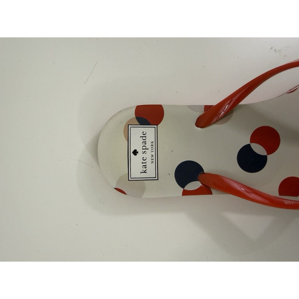 Kate Spade Feldon Flip Flop New in Box Oskar Dot Print Size 10B Red White Black - Picture 5 of 12